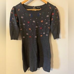 King Louie Floral Embroidered Sweater Jumper Dress Size Small